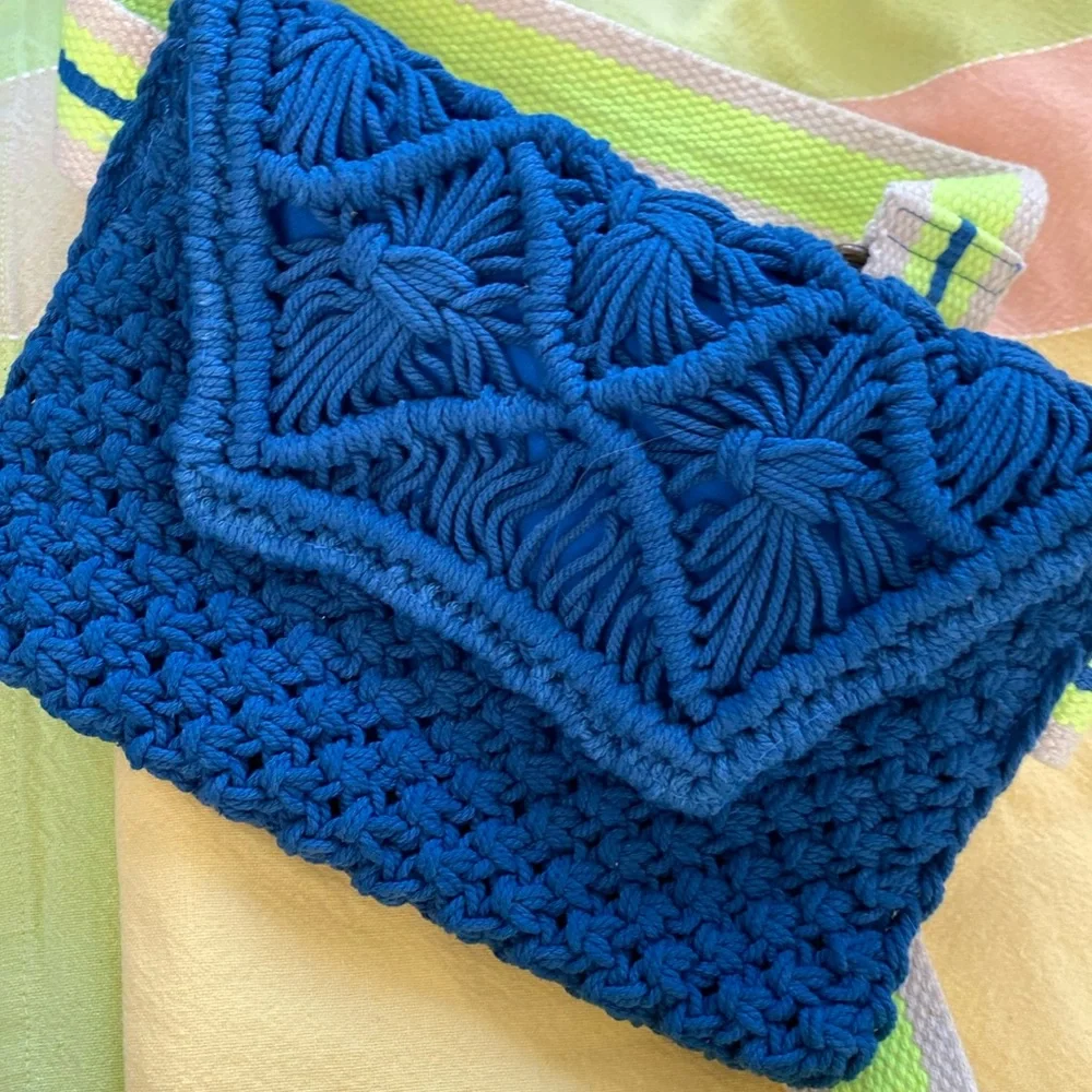 NEW O’Neill Joni Blue Crochet Fanny Pack Travel Waist Bag - Picture 2 of 11